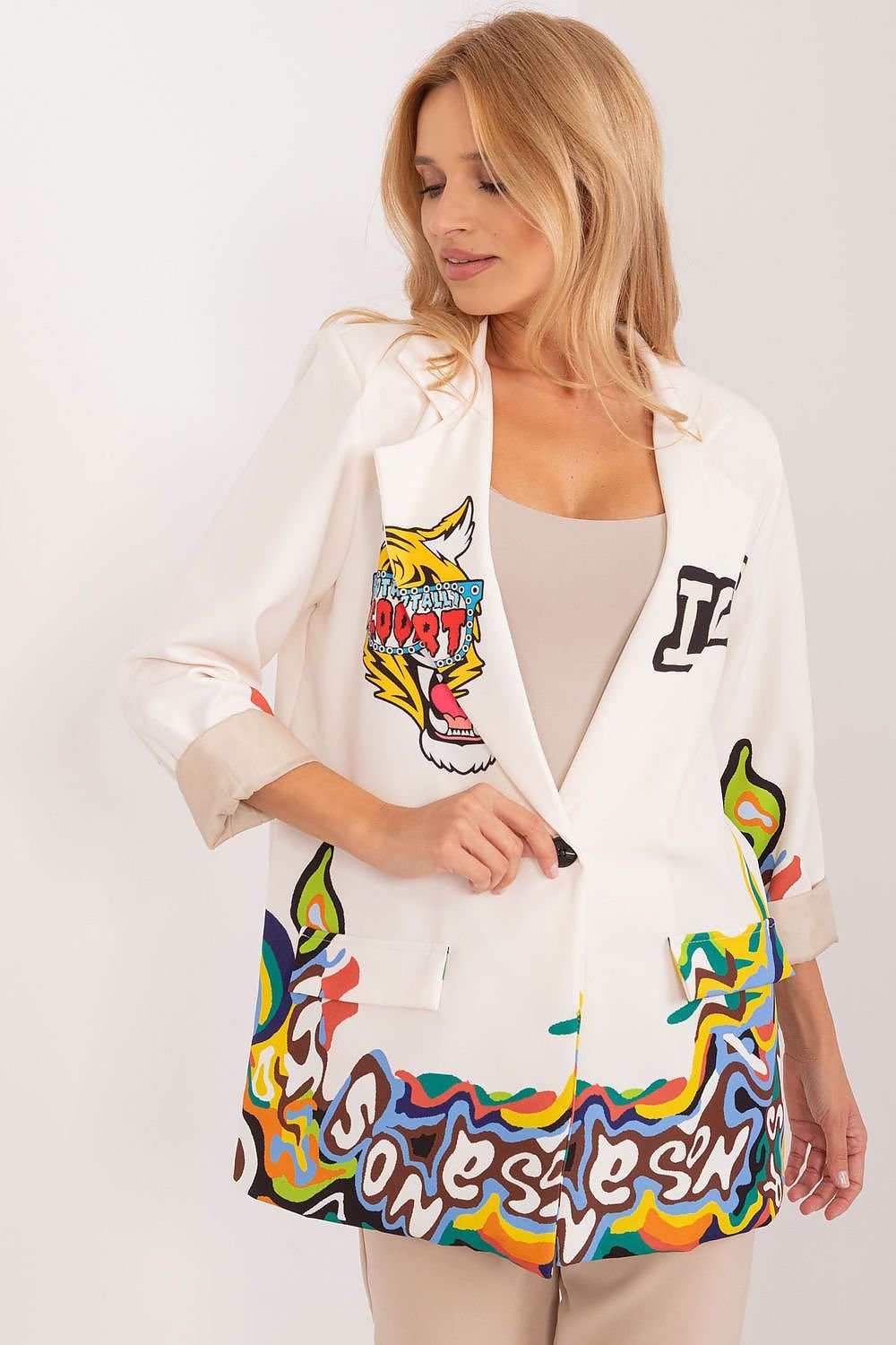 SHIRLYN Floral Print Blazer - Unique Large Flower Design