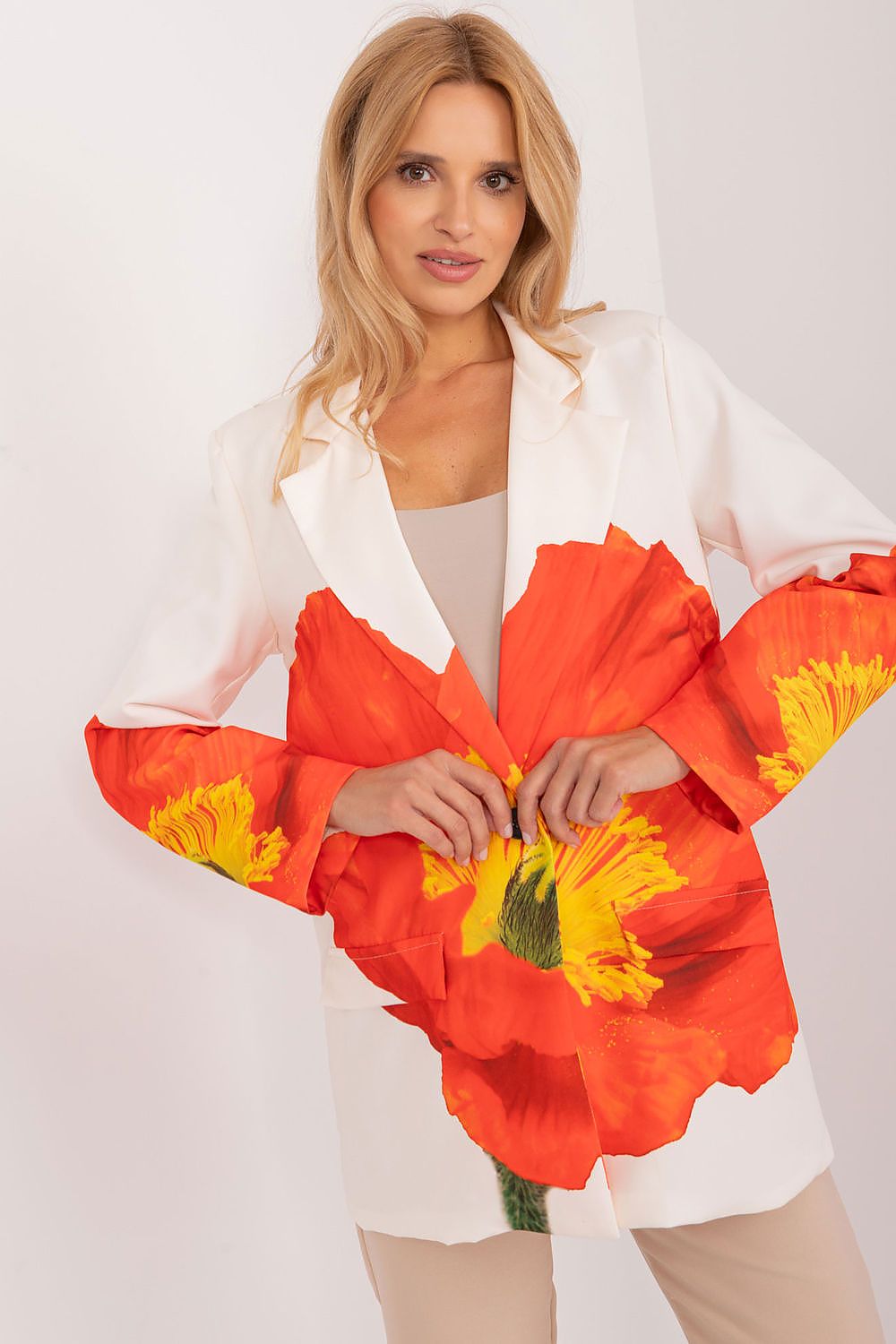 SHIRLYN Floral Print Blazer - Unique Large Flower Design