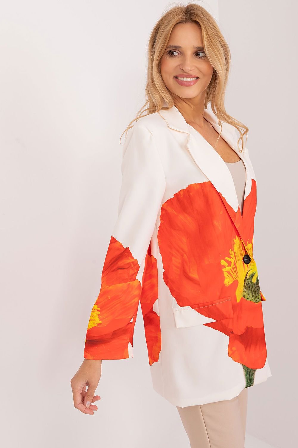 SHIRLYN Floral Print Blazer - Unique Large Flower Design