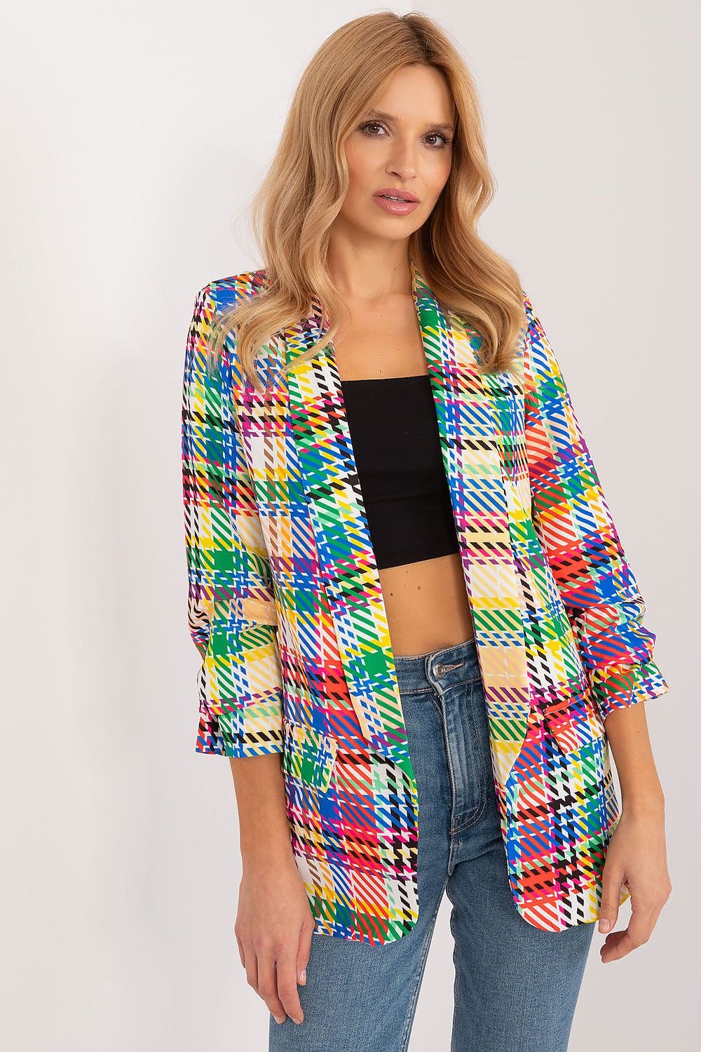 SHIRLYN Colorful Check Blazer - Casual Elegance