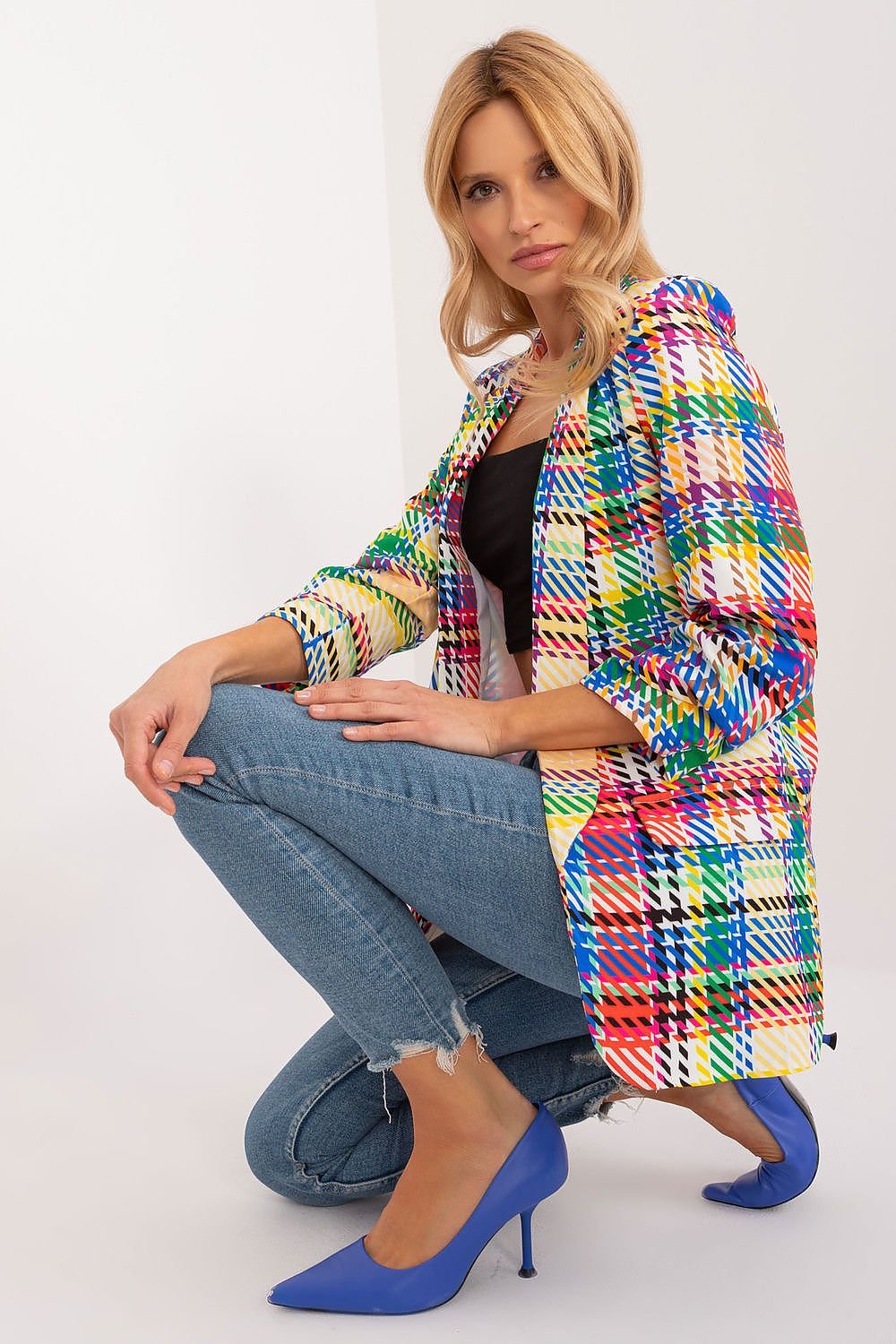 SHIRLYN Colorful Check Blazer - Casual Elegance