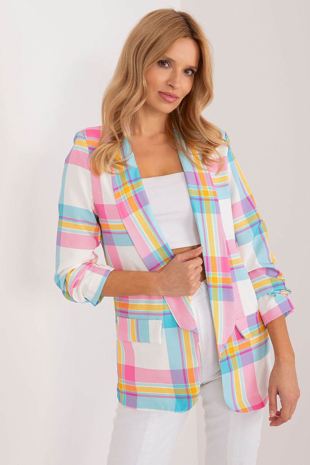 SHIRLYN Colorful Check Blazer - Casual Elegance