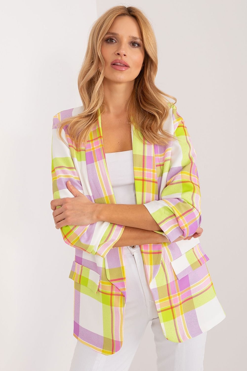 SHIRLYN Colorful Check Blazer - Casual Elegance