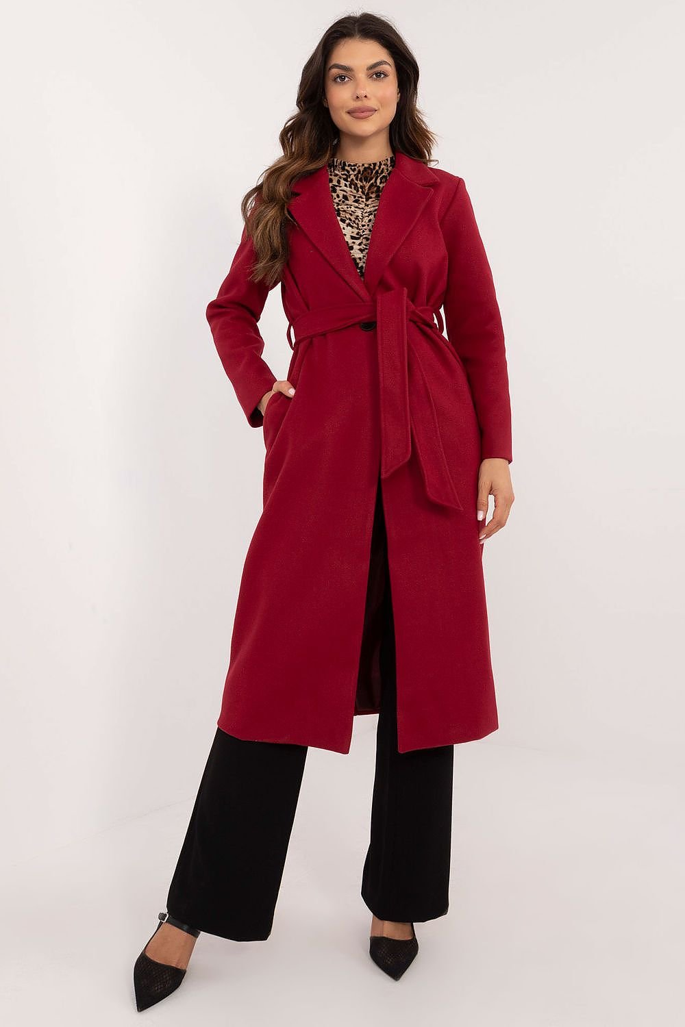 SHIRLYN Long Transitional Coat - Durable Polyester with Tie Belt