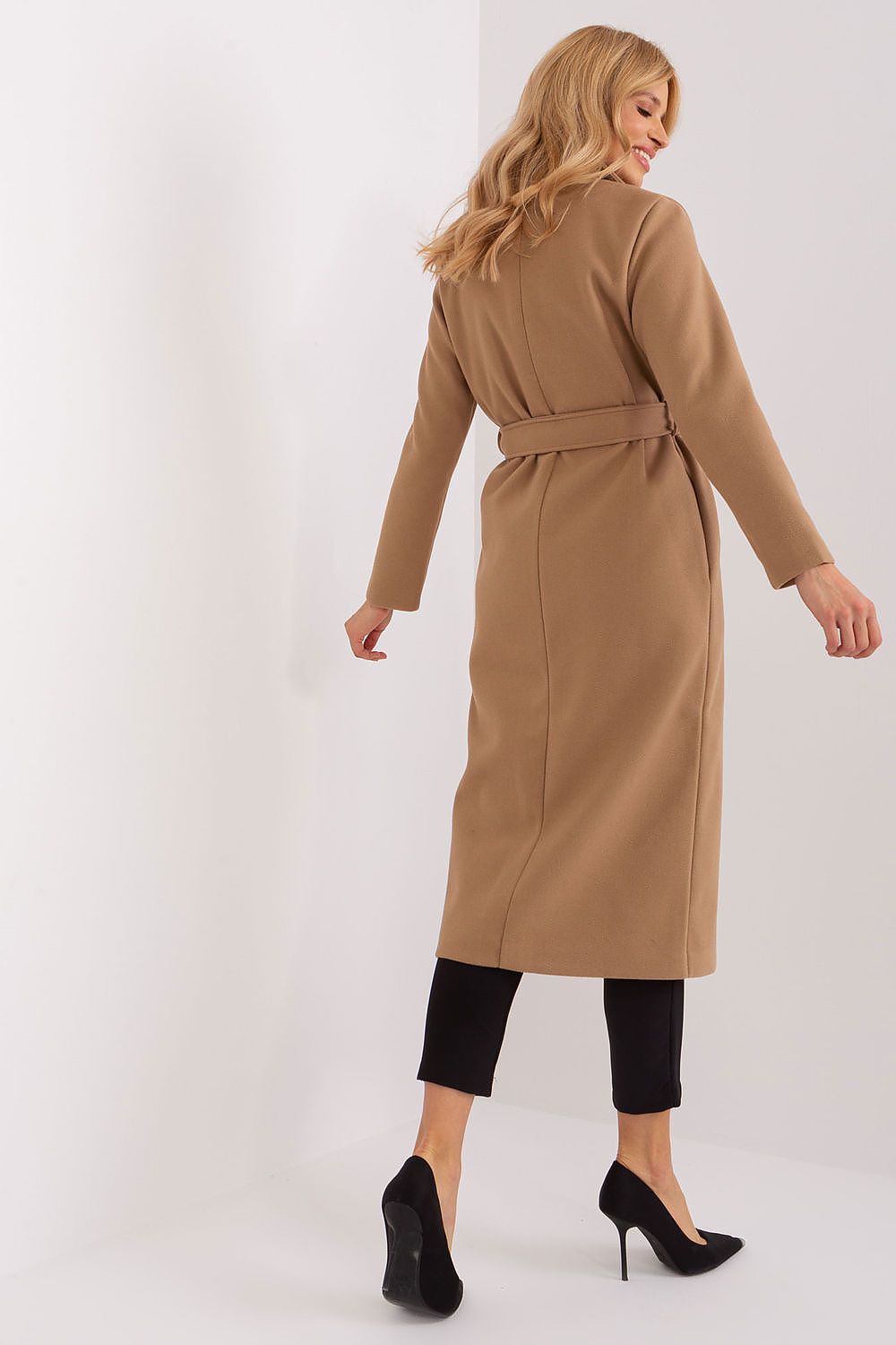 SHIRLYN Long Transitional Coat - Durable Polyester with Tie Belt