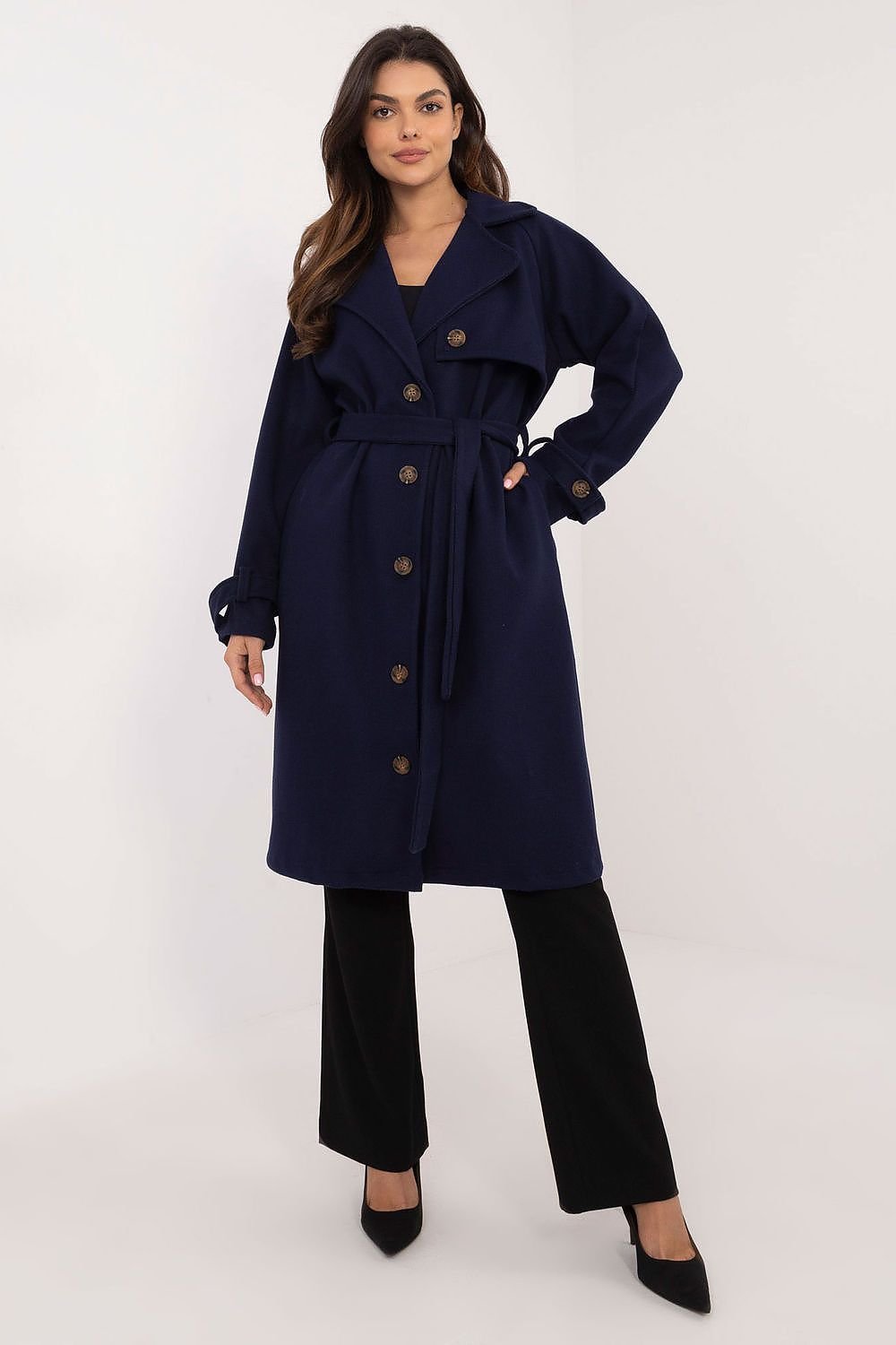 SHIRLYN Timeless Women's Trench Coat with Waist Belt, Button Closure