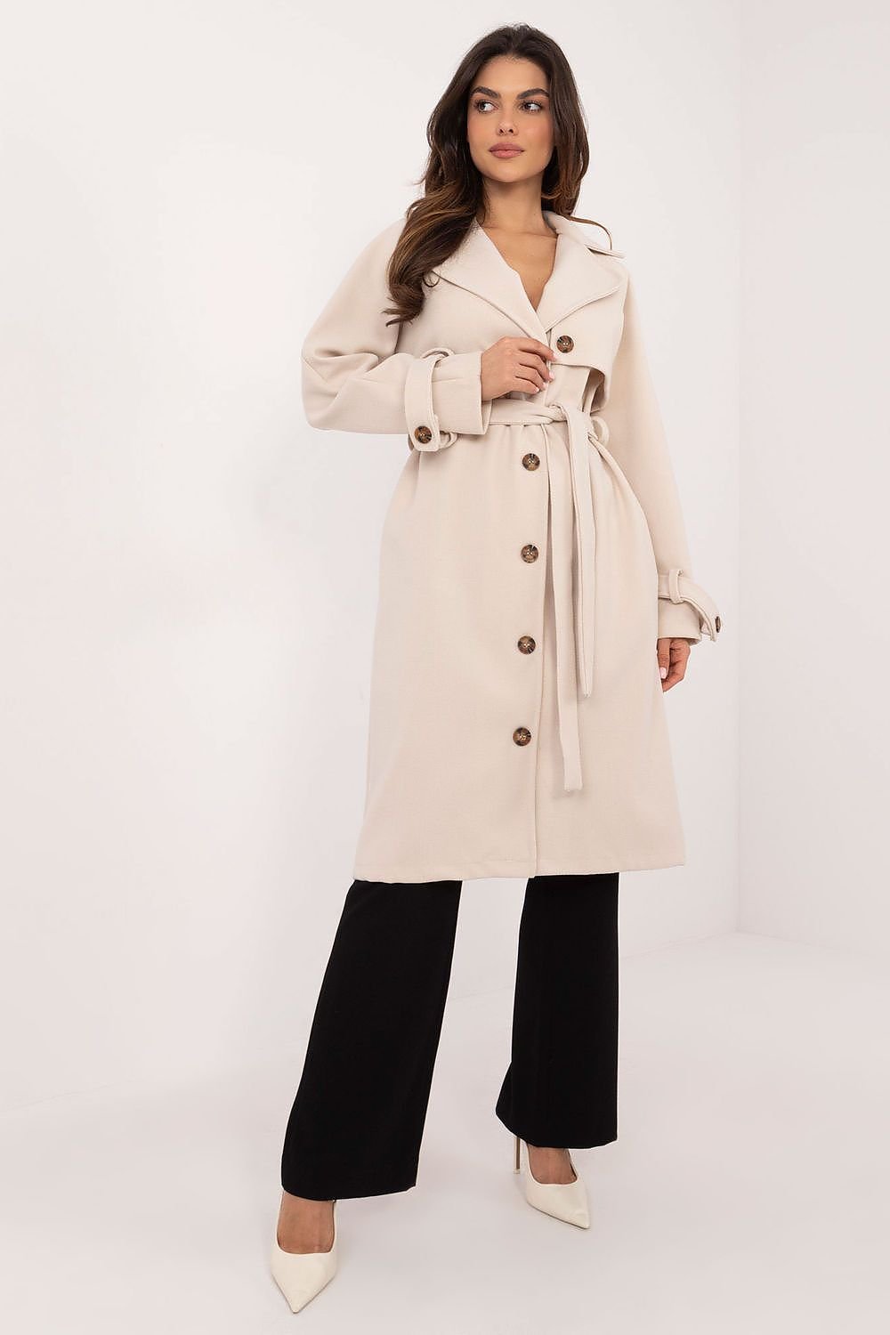 SHIRLYN Timeless Women's Trench Coat Button Closure, Waist Belt, Practical Pockets