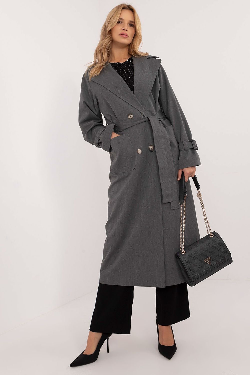 SHIRLYN Women's Trench Coat - Cotton-Elastane Blend, Double-Breasted, Elegant Style