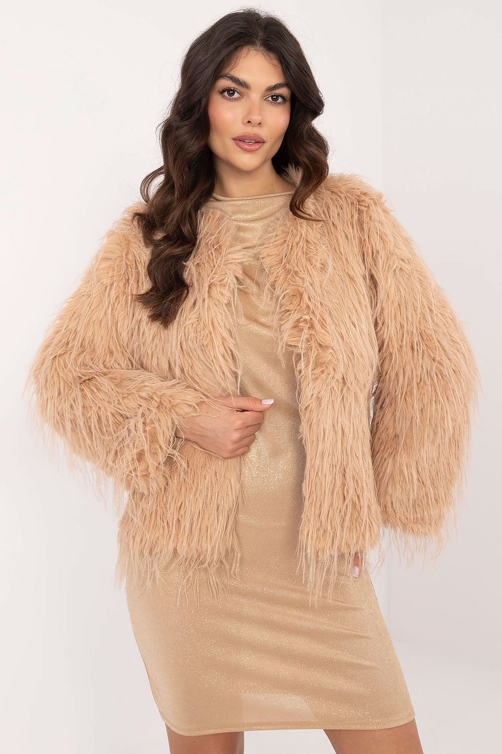 SHIRLYN Elegant Transitional Furry Finish Jacket – Autumn/Winter