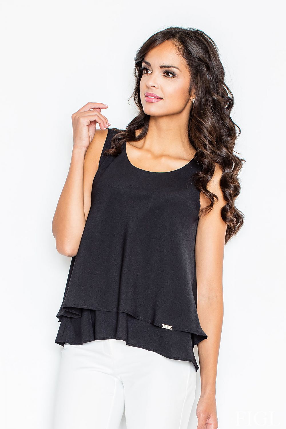 SHIRLYN Feminine Blouse - Wide Shoulder Straps