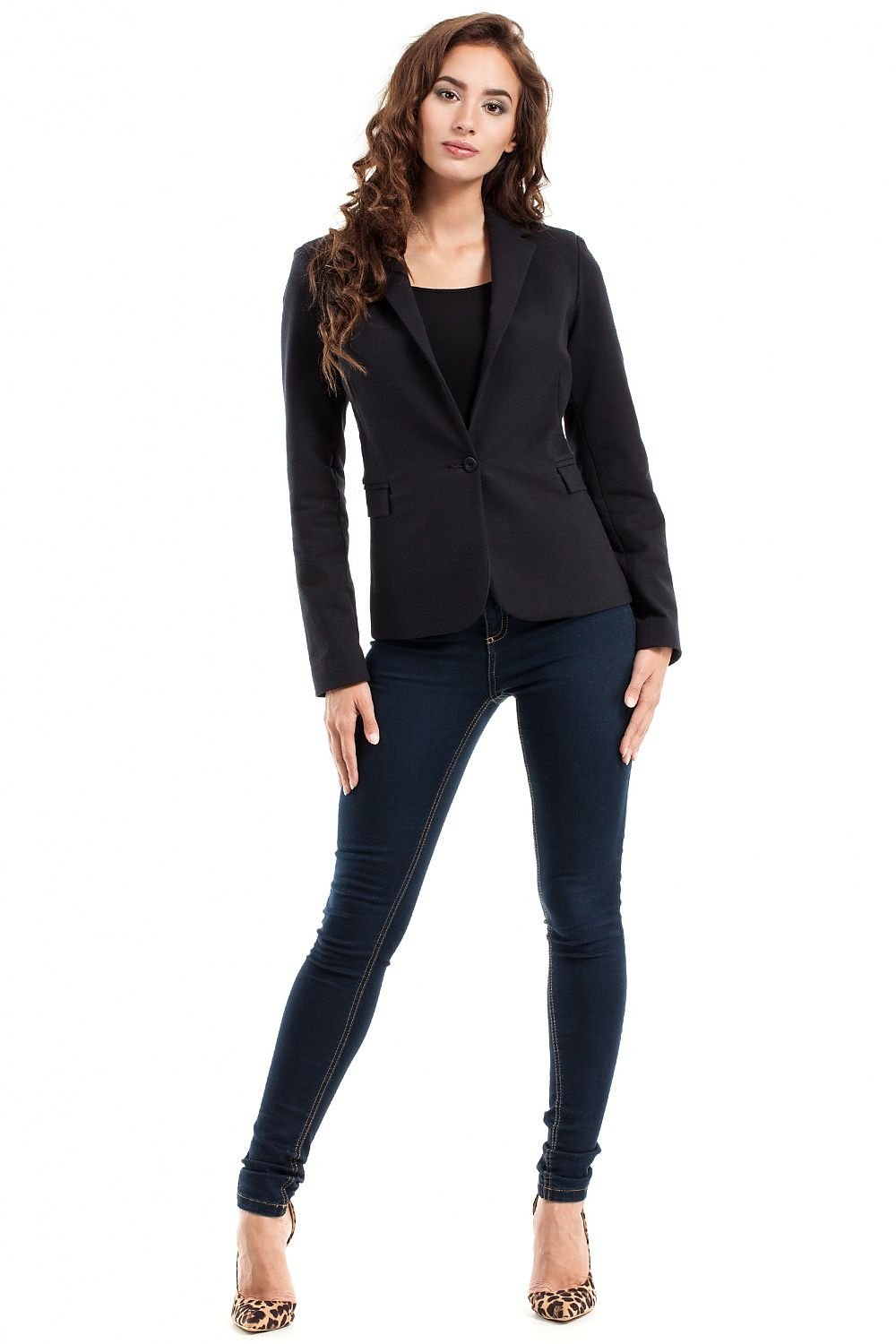 SHIRLYN One-Button Jacket - Fitted Waist & Rolled Sleeves