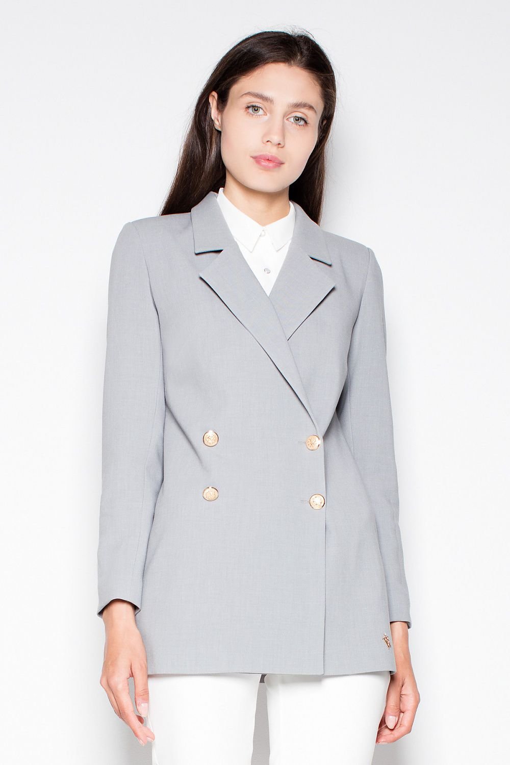 SHIRLYN Elegant Double-Breasted Jacket - Decorative Sleeve Buttons