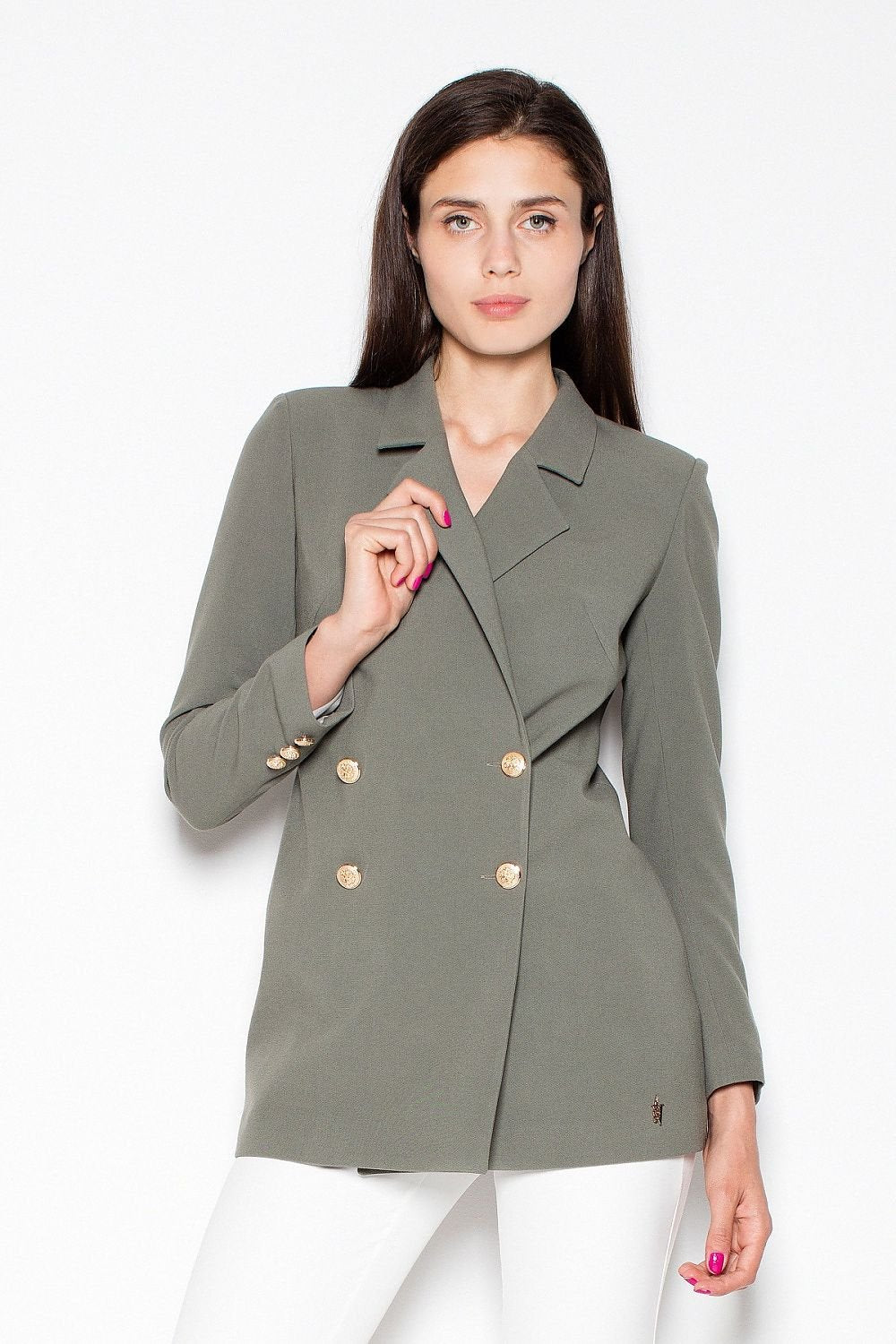 SHIRLYN Elegant Double-Breasted Jacket - Decorative Sleeve Buttons