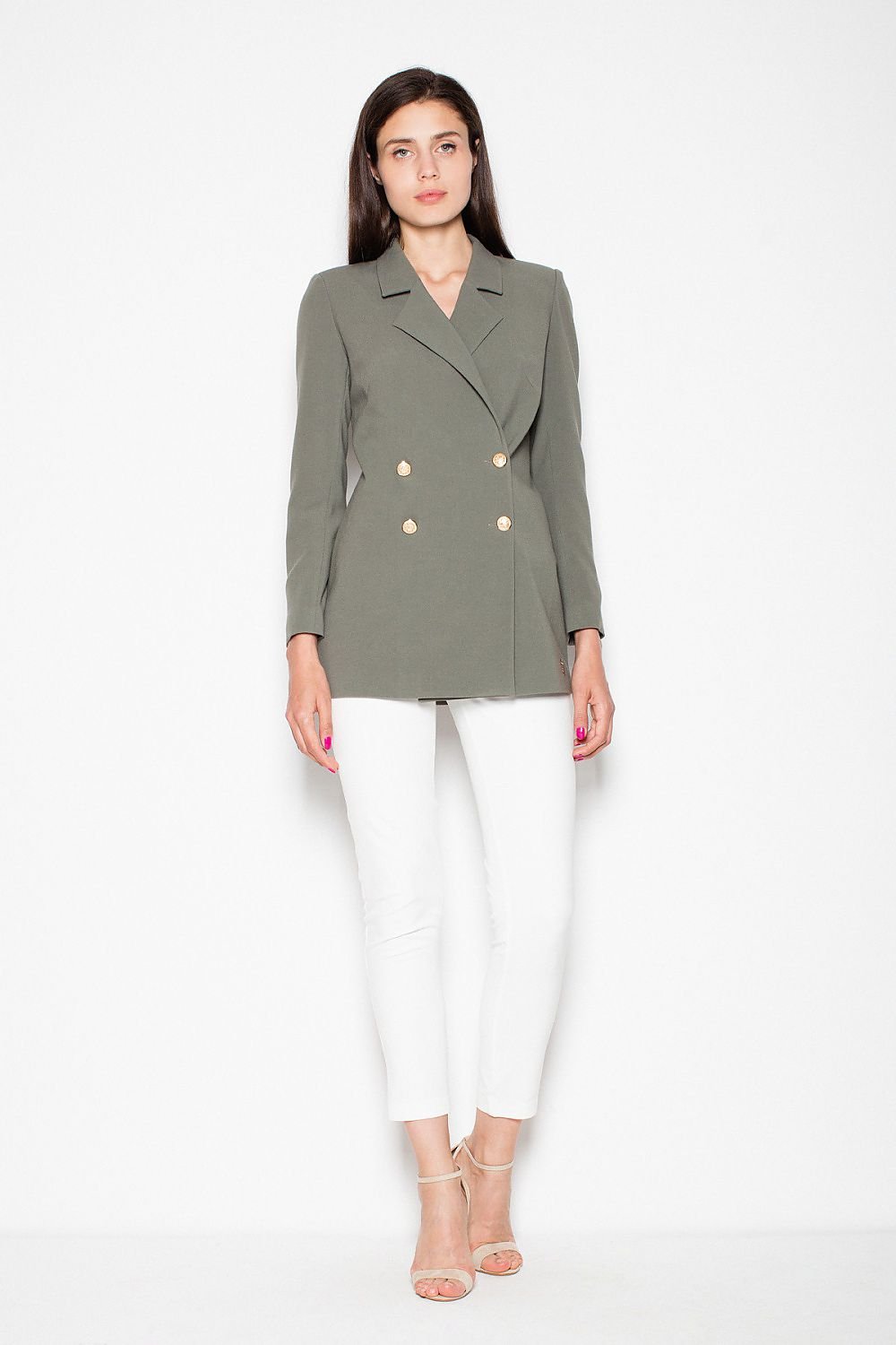 SHIRLYN Elegant Double-Breasted Jacket - Decorative Sleeve Buttons