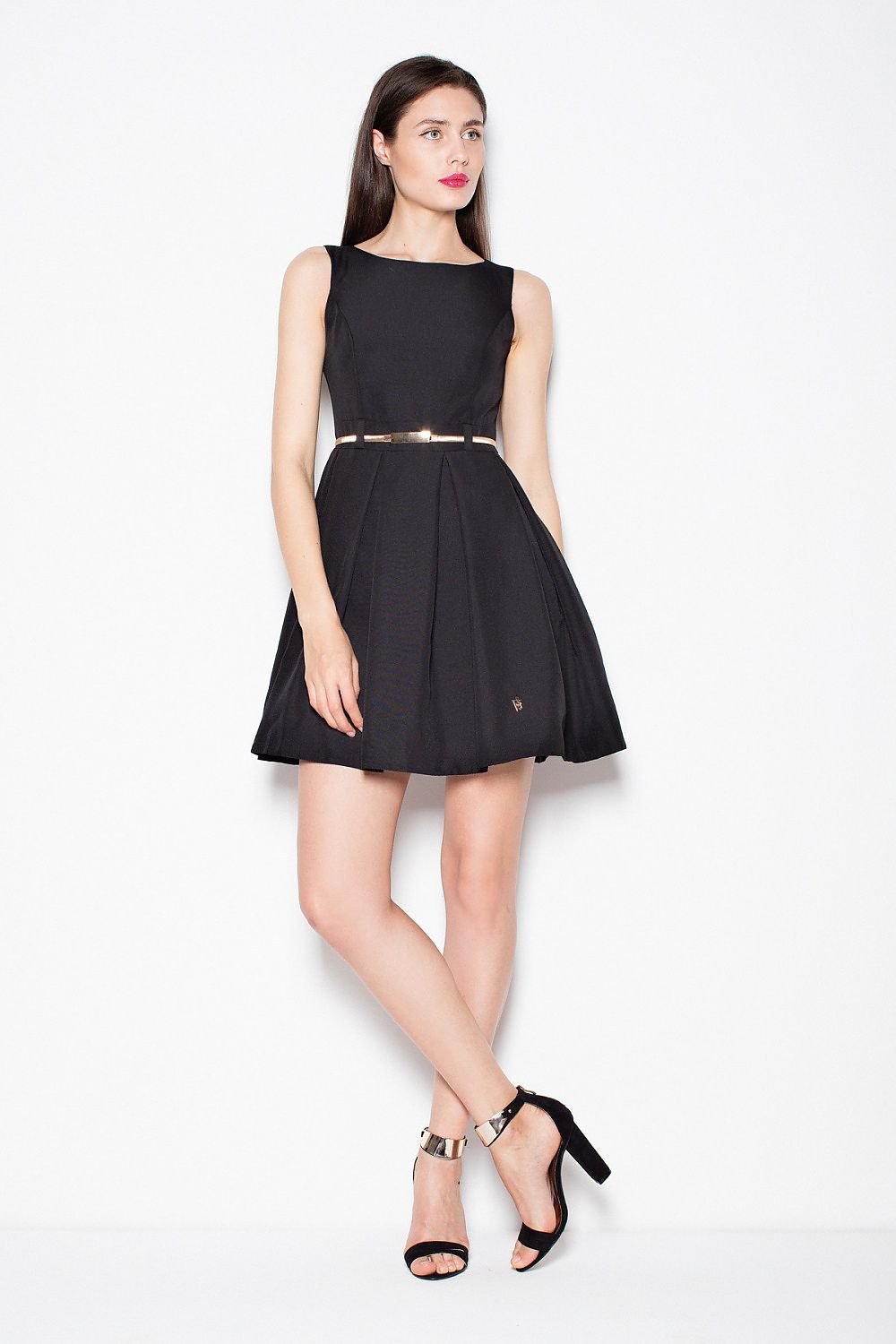 SHIRLYN Simple Pleated Dress - Sleeveless & Belted