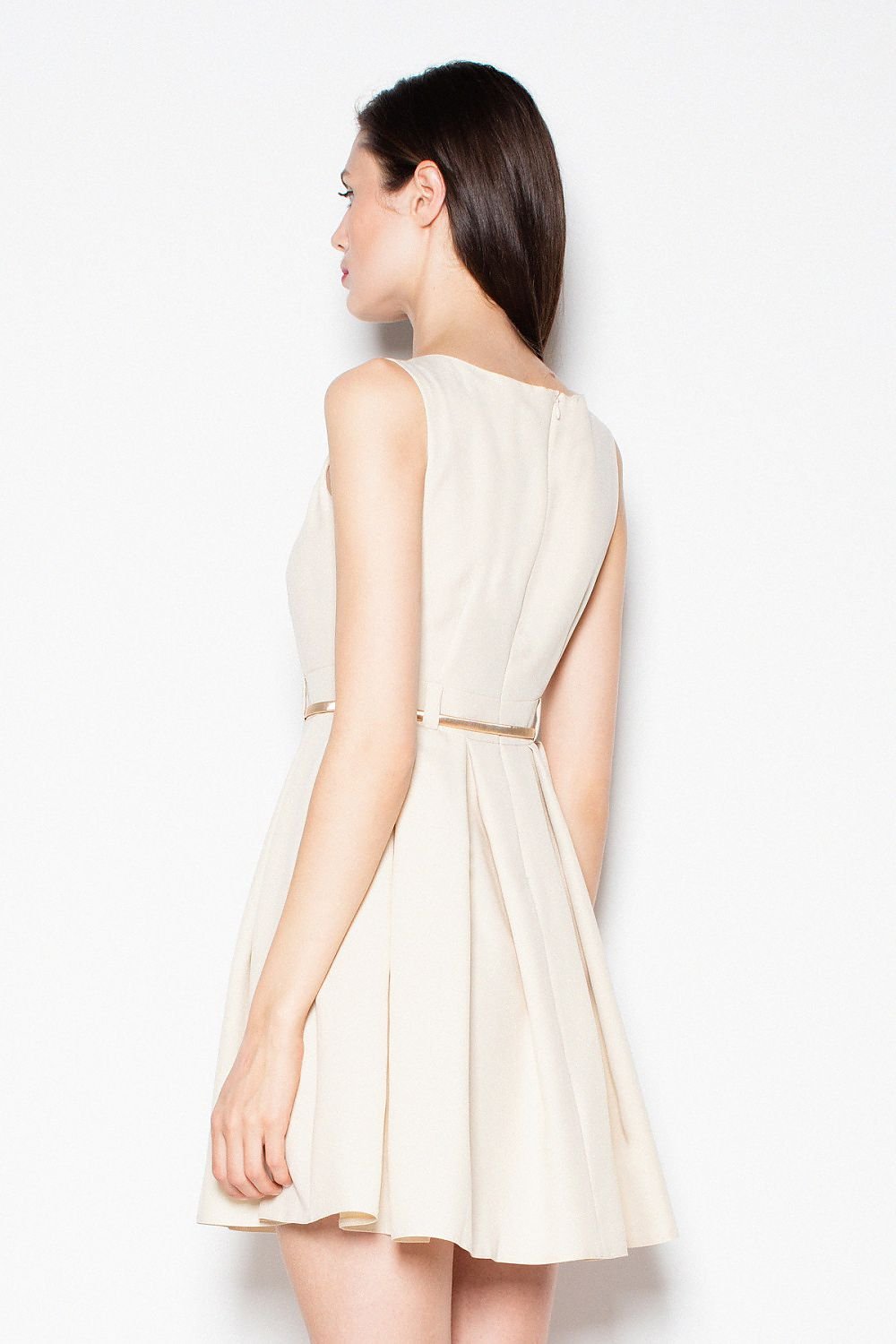 SHIRLYN Simple Pleated Dress - Sleeveless & Belted