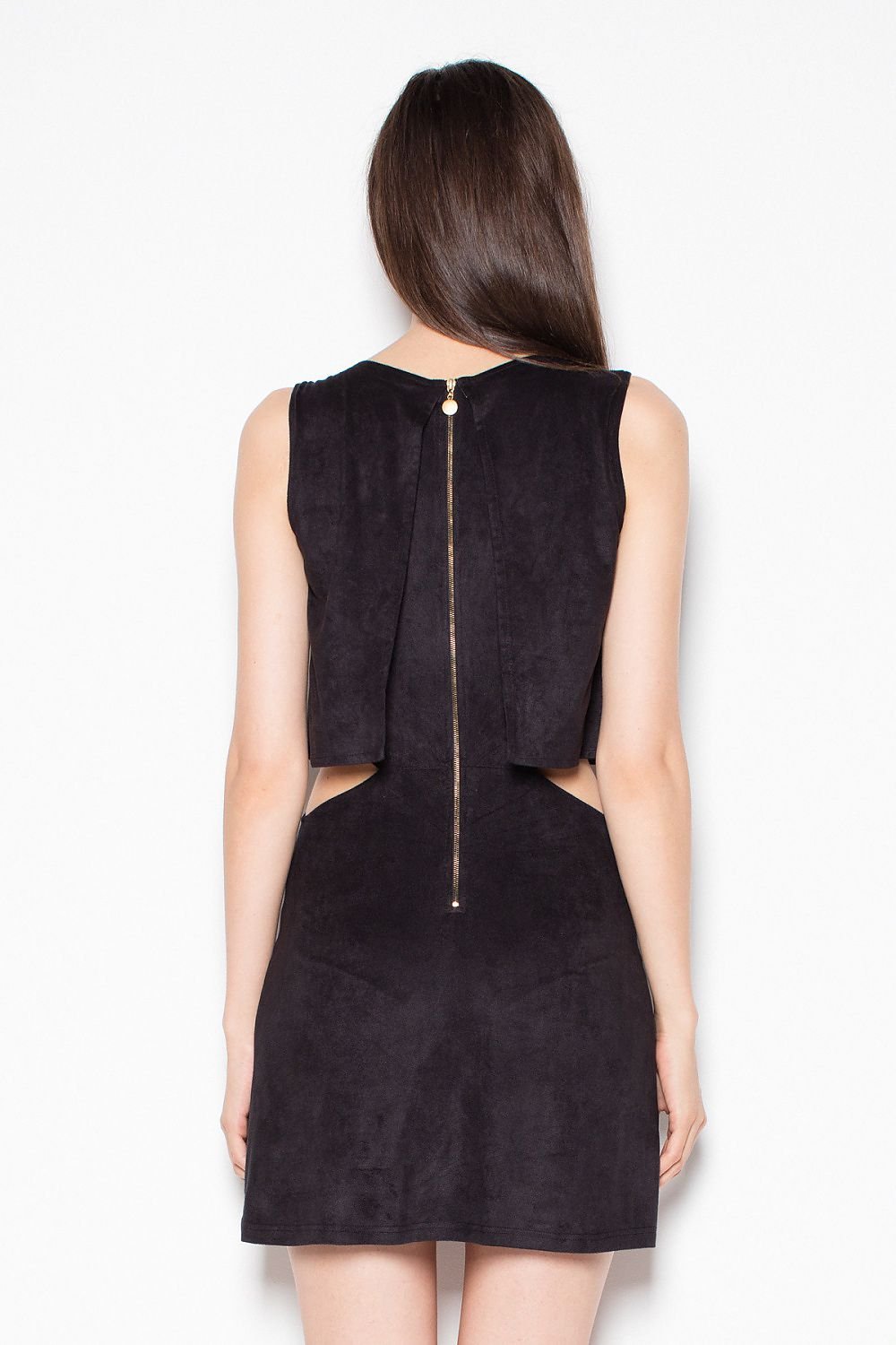 SHIRLYN Suede-Imitation Dress - Cut-Outs & Back Zipper