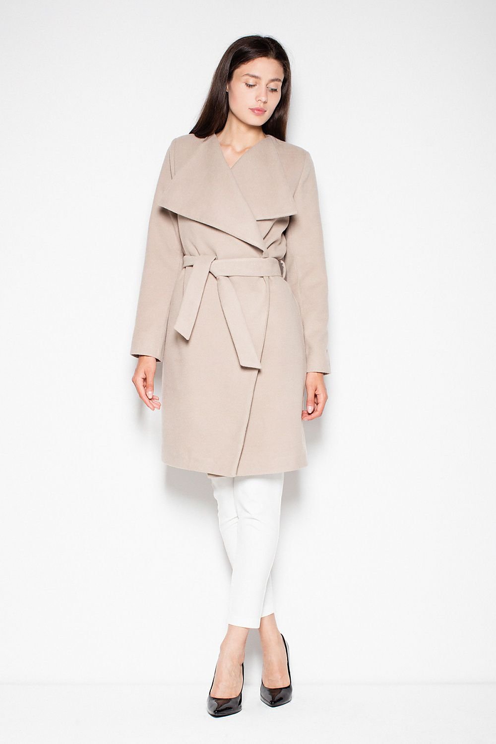 SHIRLYN Elegant Waist-Tied Coat - Classic Cut with Spread Collar