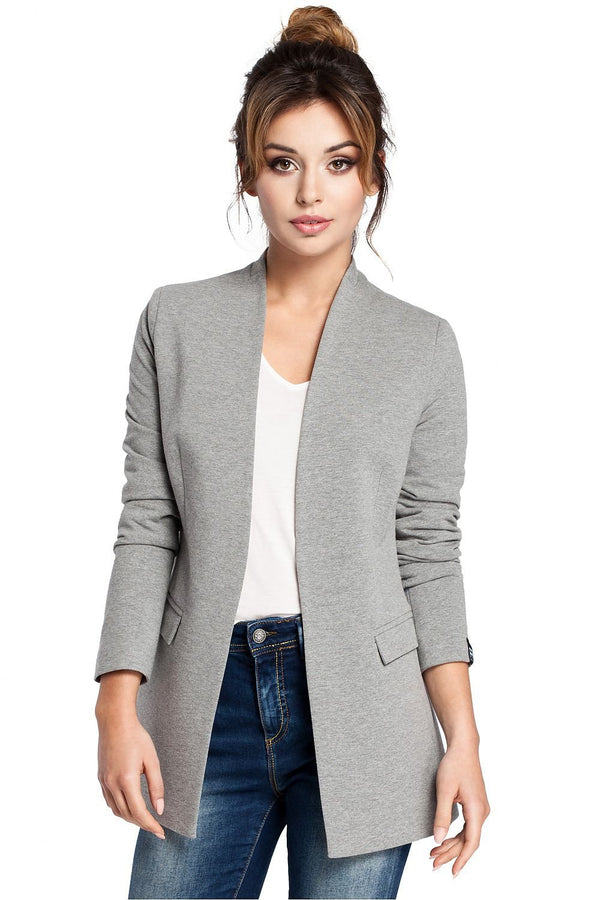 SHIRLYN Elegant Unbuttoned Knit Jacket - Concealed Pocket Flaps