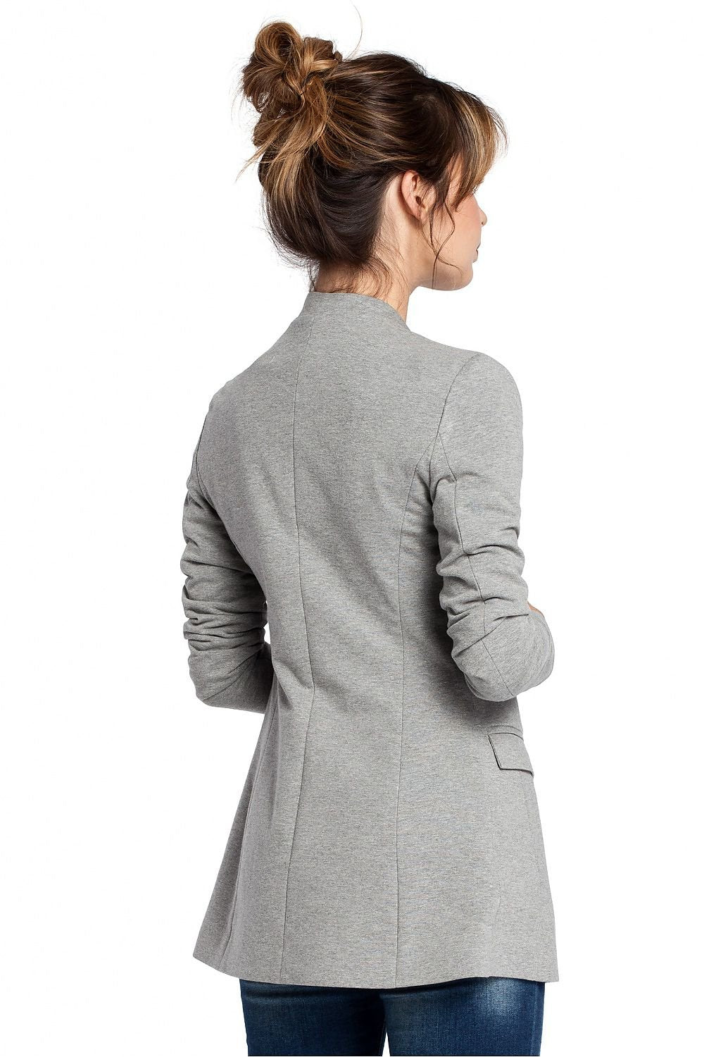 SHIRLYN Elegant Unbuttoned Knit Jacket - Concealed Pocket Flaps