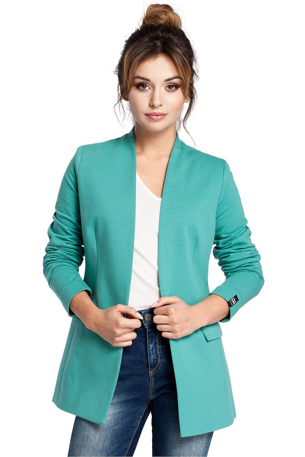 SHIRLYN Elegant Unbuttoned Knit Jacket - Concealed Pocket Flaps