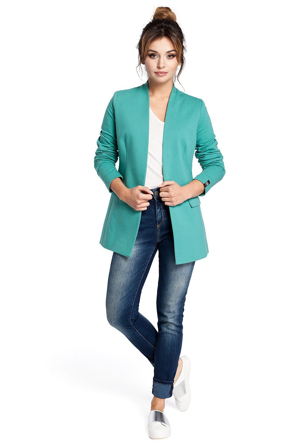 SHIRLYN Elegant Unbuttoned Knit Jacket - Concealed Pocket Flaps