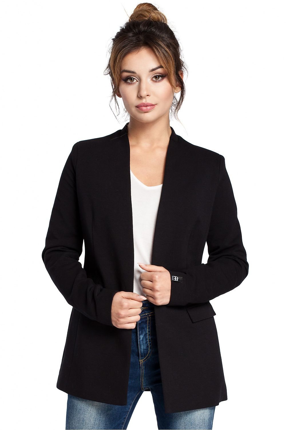 SHIRLYN Elegant Unbuttoned Knit Jacket - Concealed Pocket Flaps