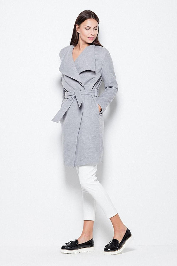 SHIRLYN Elegant Waist-Tied Coat - Spread Collar