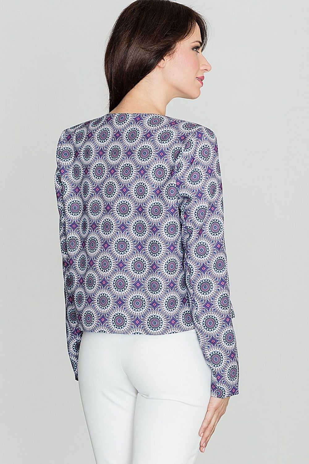 SHIRLYN Elegant Patterned Jacket with Short Cut