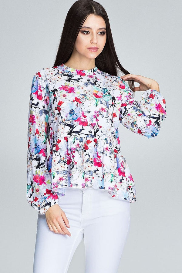 SHIRLYN Floral Blouse - Long Sleeves & Ruffled Details