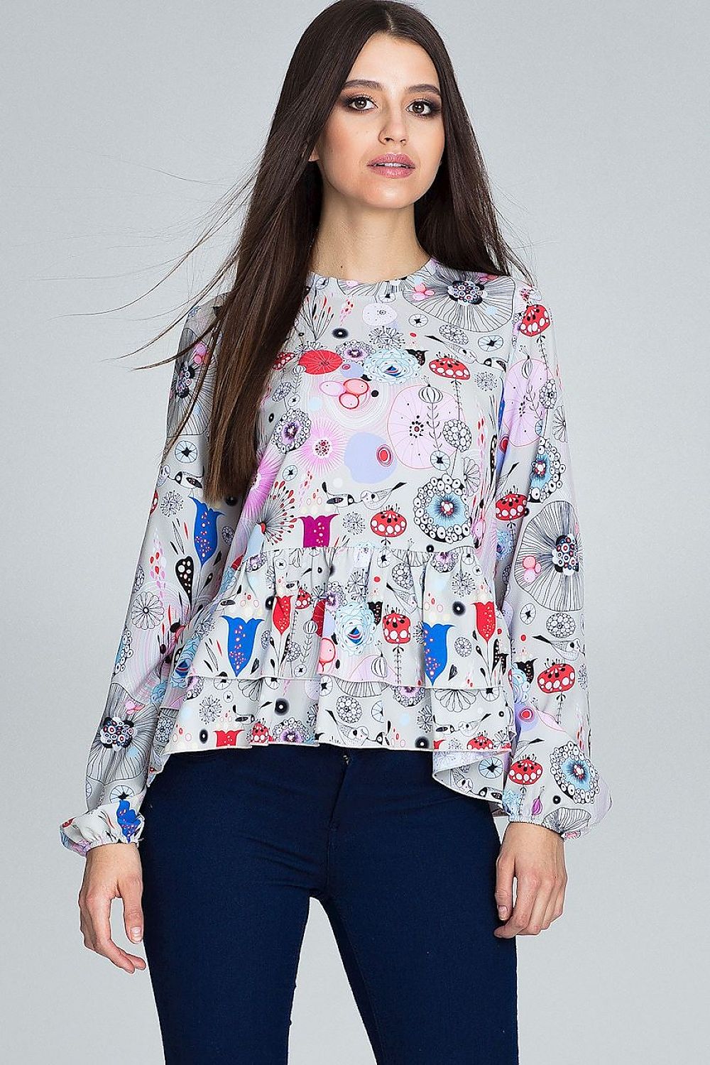 SHIRLYN Floral Blouse - Long Sleeves & Ruffled Details