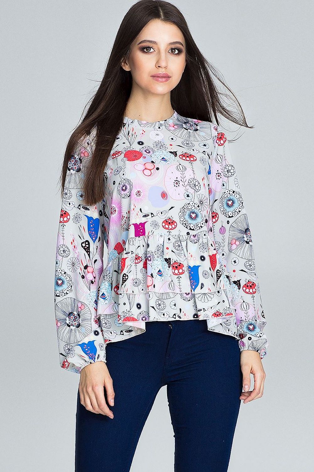 SHIRLYN Floral Blouse - Long Sleeves & Ruffled Details