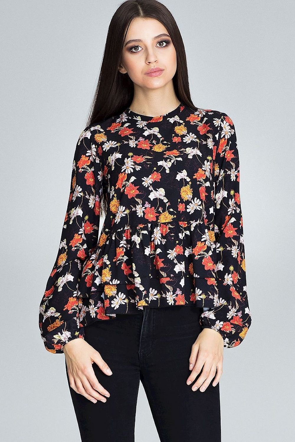 SHIRLYN Floral Blouse - Long Sleeves & Ruffled Details