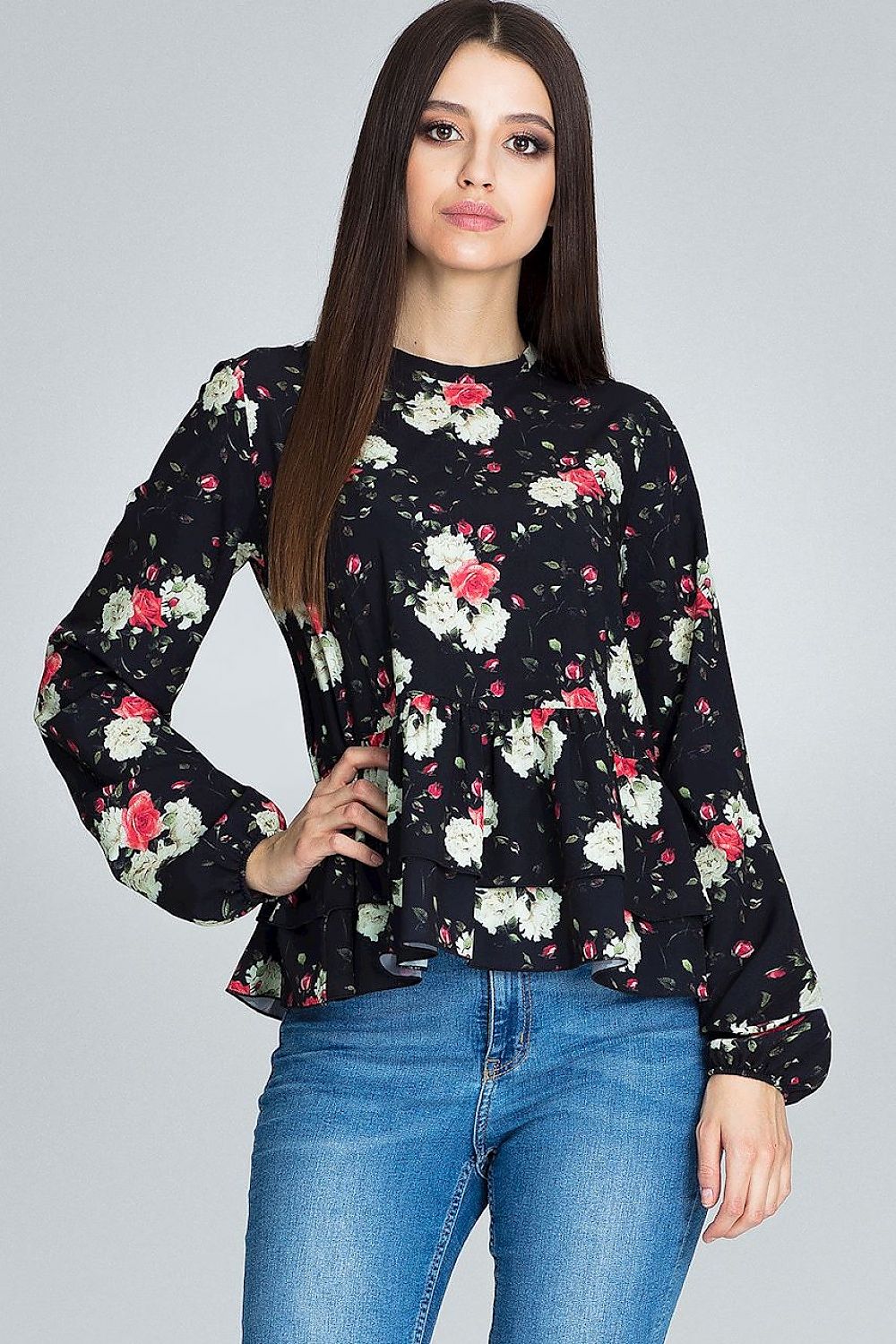 SHIRLYN Floral Blouse - Long Sleeves & Ruffled Details