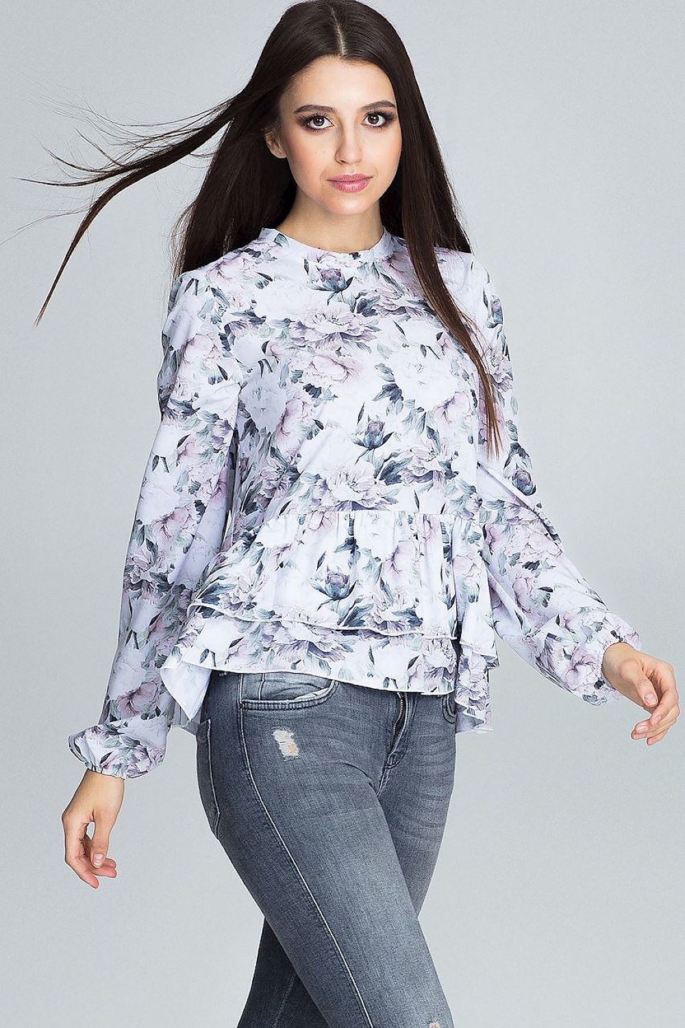 SHIRLYN Floral Blouse - Long Sleeves & Ruffled Details