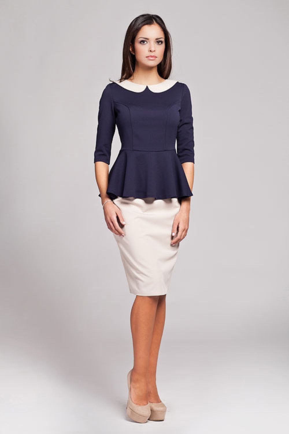 SHIRLYN Stylish 3/4 Sleeve Top - Fitted Design with Be-Be Collar