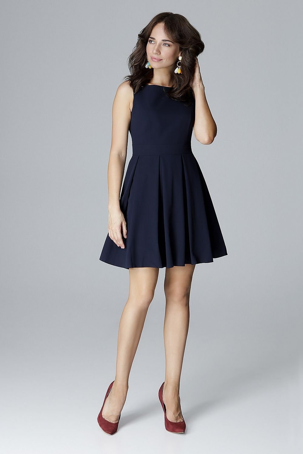 SHIRLYN Sleeveless Dress with Fitted Top and Flared Bottom