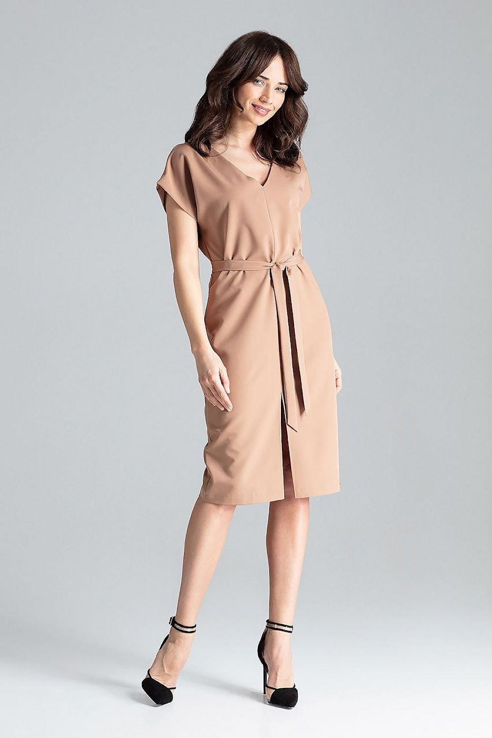 SHIRLYN Kimono Sleeve Dress with Waist Belt