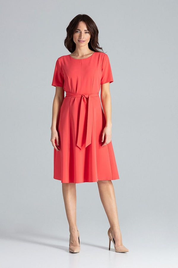 SHIRLYN Classic Midi Dress with Short Sleeves