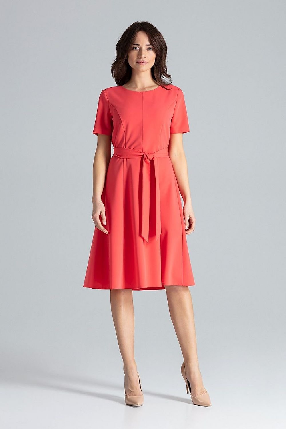 SHIRLYN Classic Midi Dress with Short Sleeves