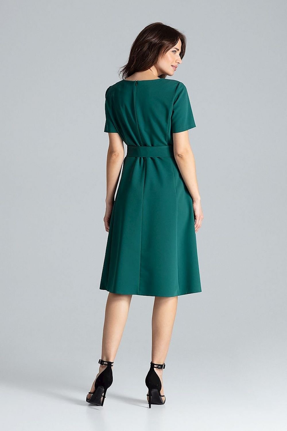 SHIRLYN Classic Midi Dress with Short Sleeves