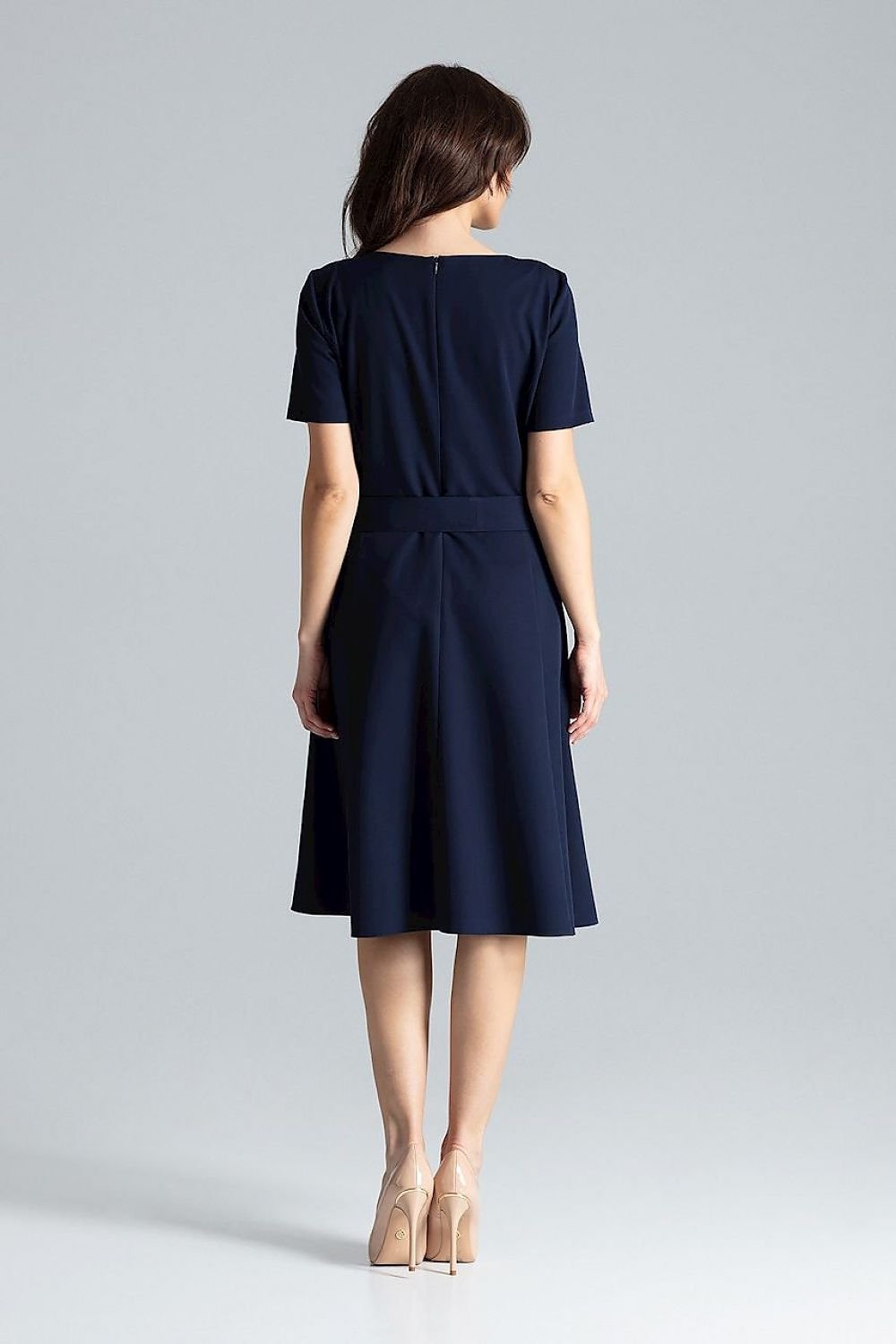 SHIRLYN Classic Midi Dress with Short Sleeves