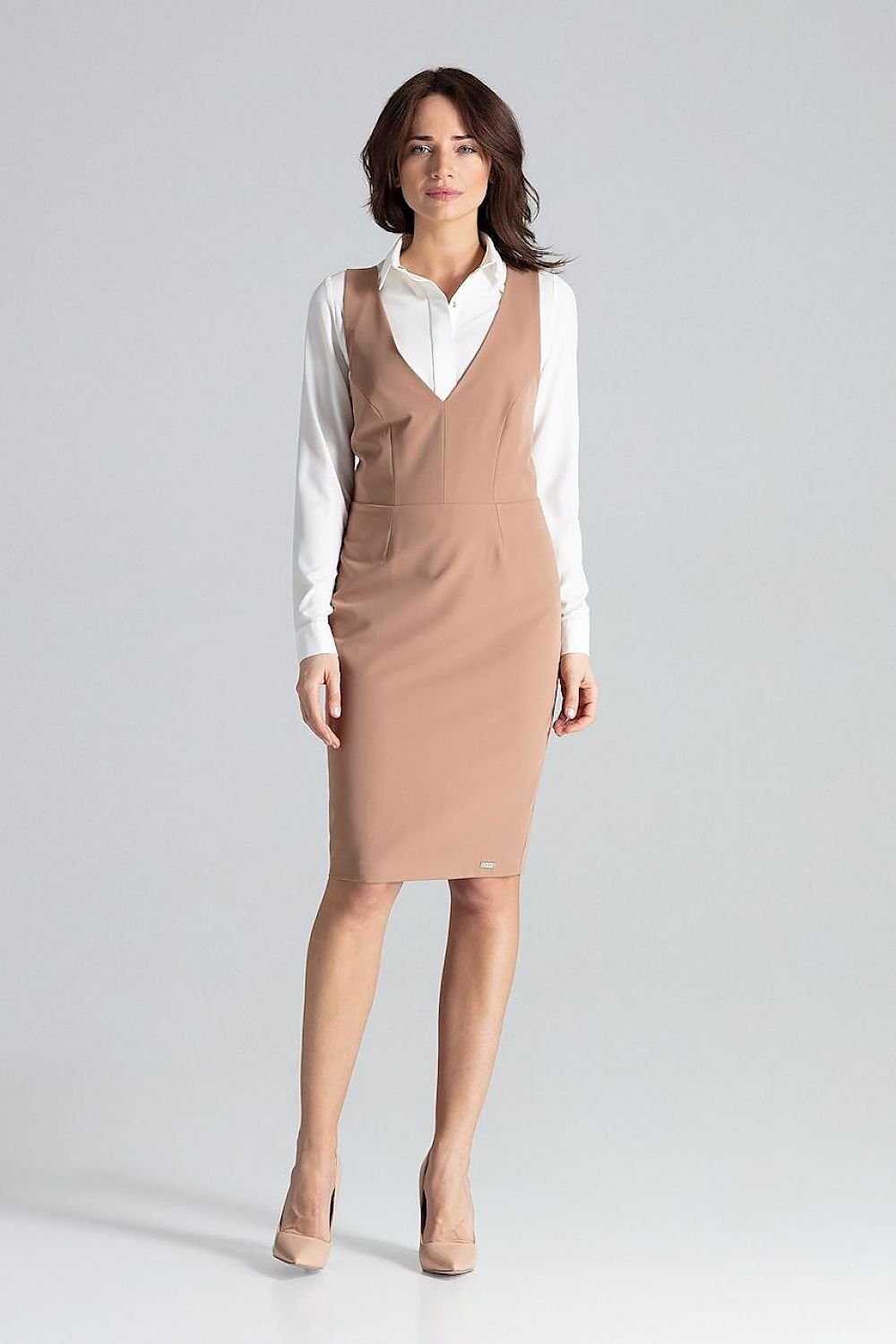 SHIRLYN Sleeveless Midi Dress with Open Back and Decorative Braces