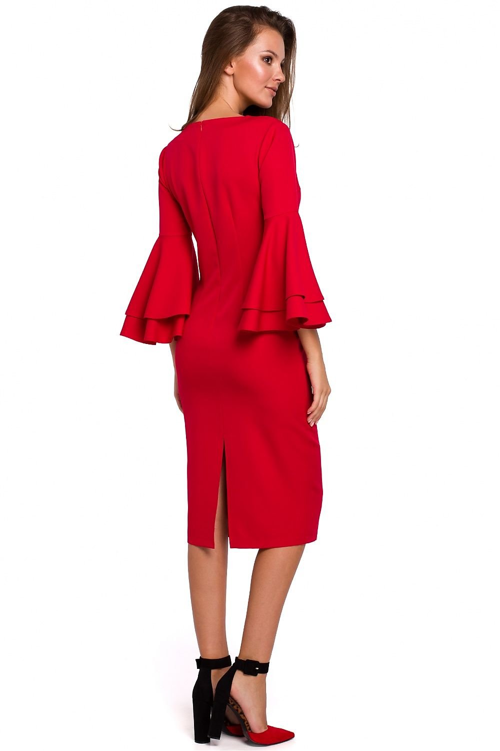 SHIRLYN Elegant Draped Back Dress with Flowy Double Sleeves