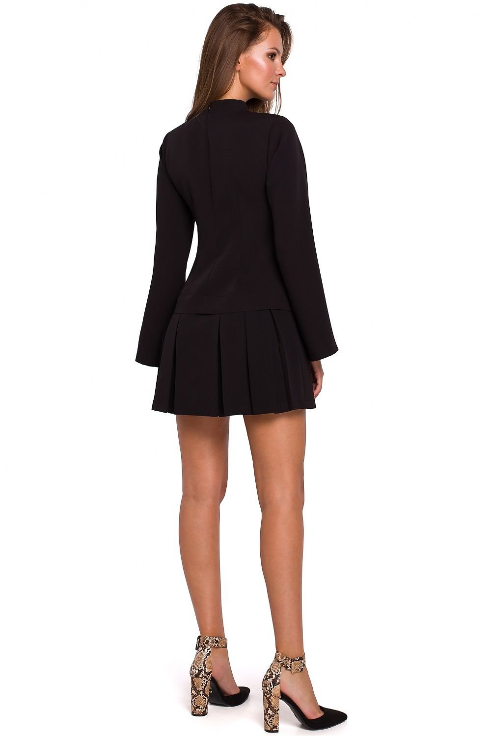 SHIRLYN Modern Style Dress with Stand-Up Collar and Flared Sleeves