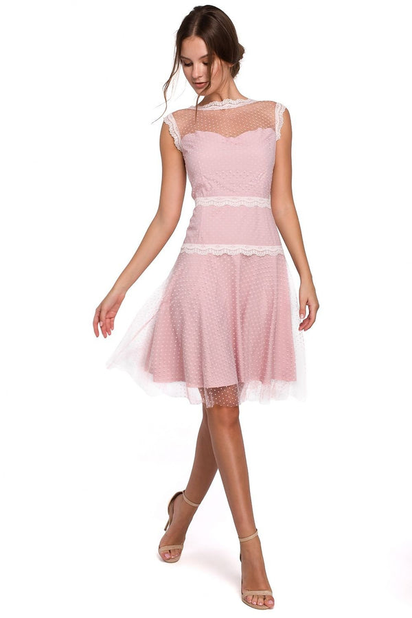 SHIRLYN Lovely Mesh Dress with Lace Inserts