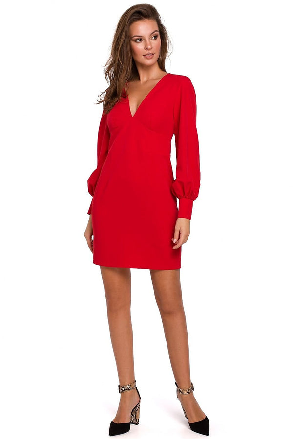 SHIRLYN Mini Dress with Deep V Neckline and Extended Cuffs - Romantic and Sensual