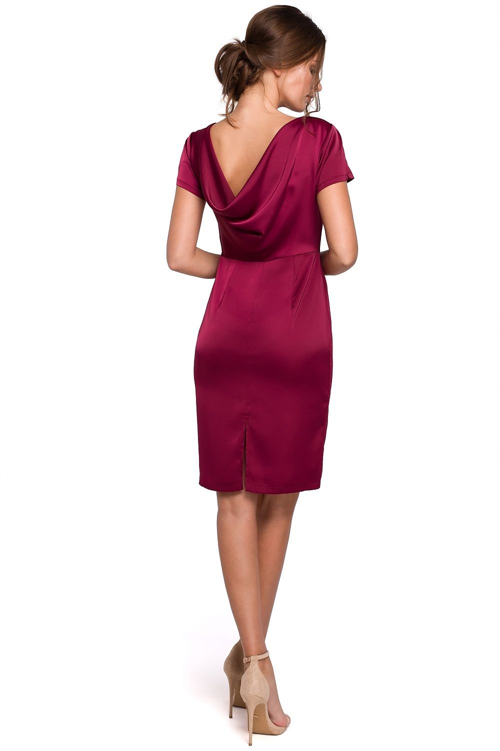 SHIRLYN Elegant Draped Back Dress with Flowy Double Sleeves