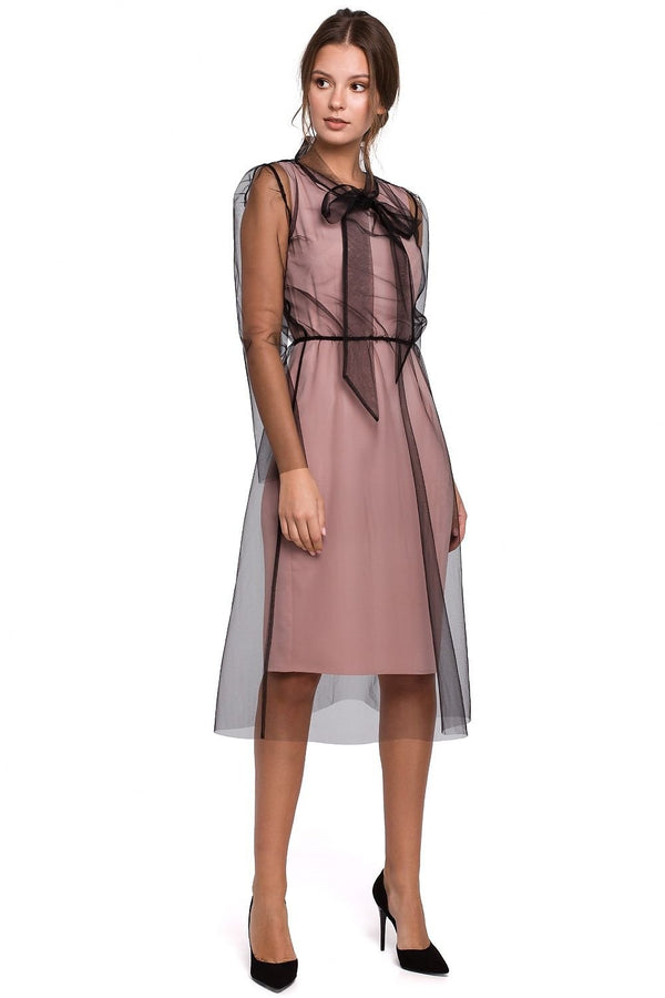 SHIRLYN Exceptional Tulle Dress with Fancy Collar