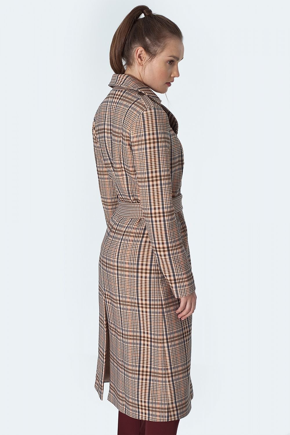 SHIRLYN Women's Checked Coat, Waist-Defining Design, Autumn-Winter Fashion